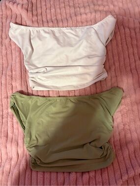 SHEIN Off-Shoulder Camisole Set in White and Olive
